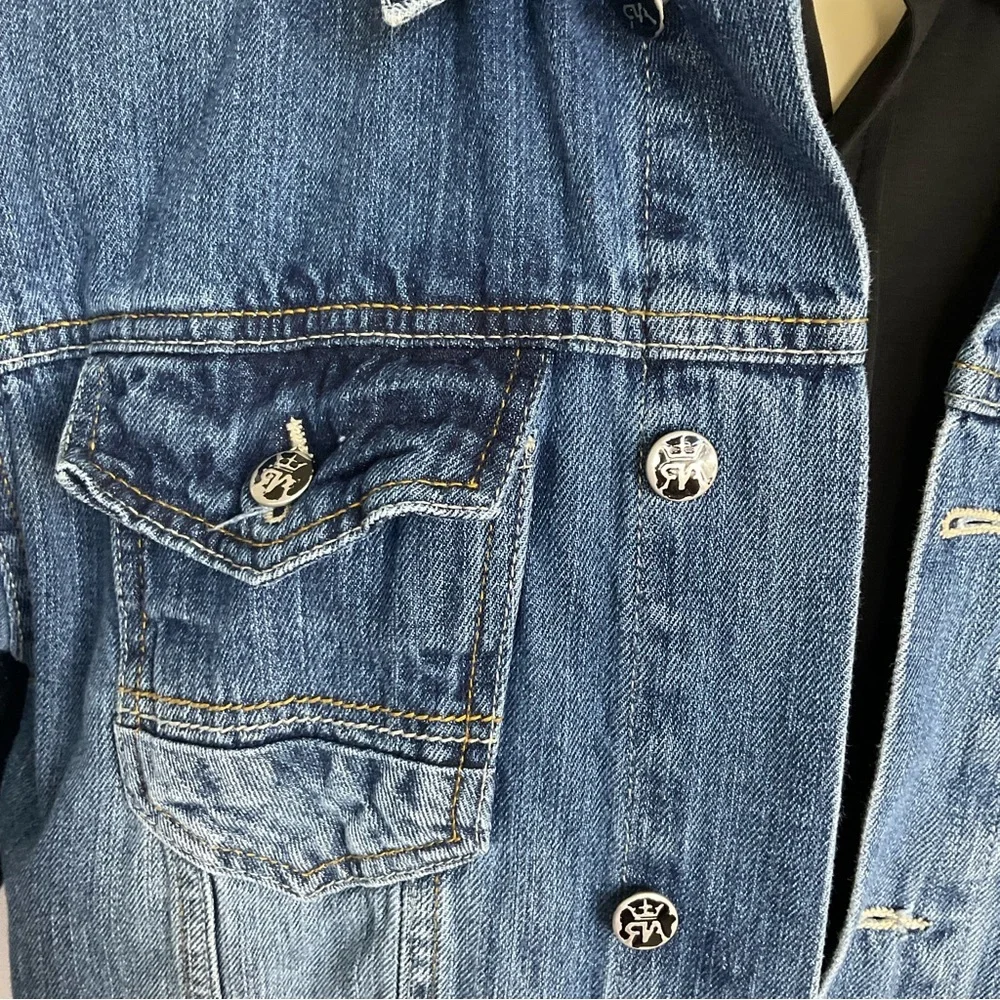 Vintage Red Ape Mens Distressed Denim Jacket XL 38 Faded Blue Jean Jacket - Picture 3 of 9